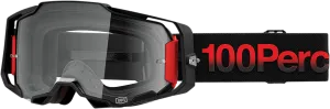 100% Armega Goggles - Tzar Black/Red/Gray Frame - Clear Lens