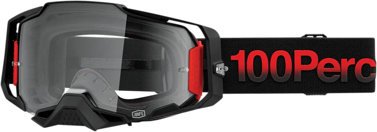 100% Armega Goggles - Tzar Black/Red/Gray Frame - Clear Lens