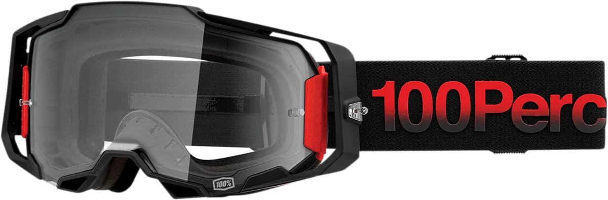 100% Armega Goggles - Tzar Black/Red/Gray Frame - Clear Lens