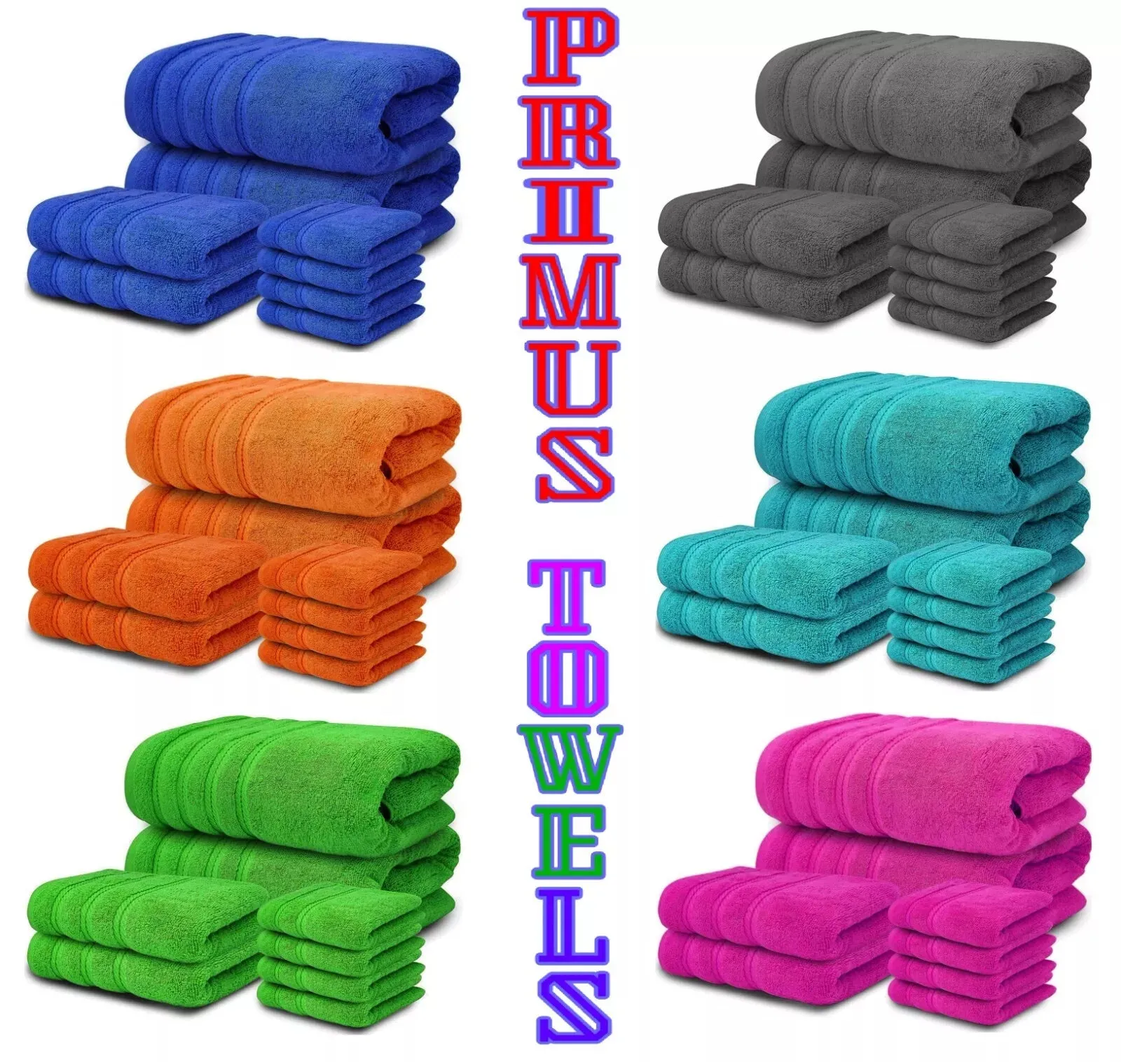 8 Piece Bale Set 100% Egyptian cotton Face Hand Big Bath Towels 600GSM