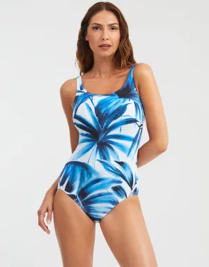 Azura High Front Swimsuit - Blue and White