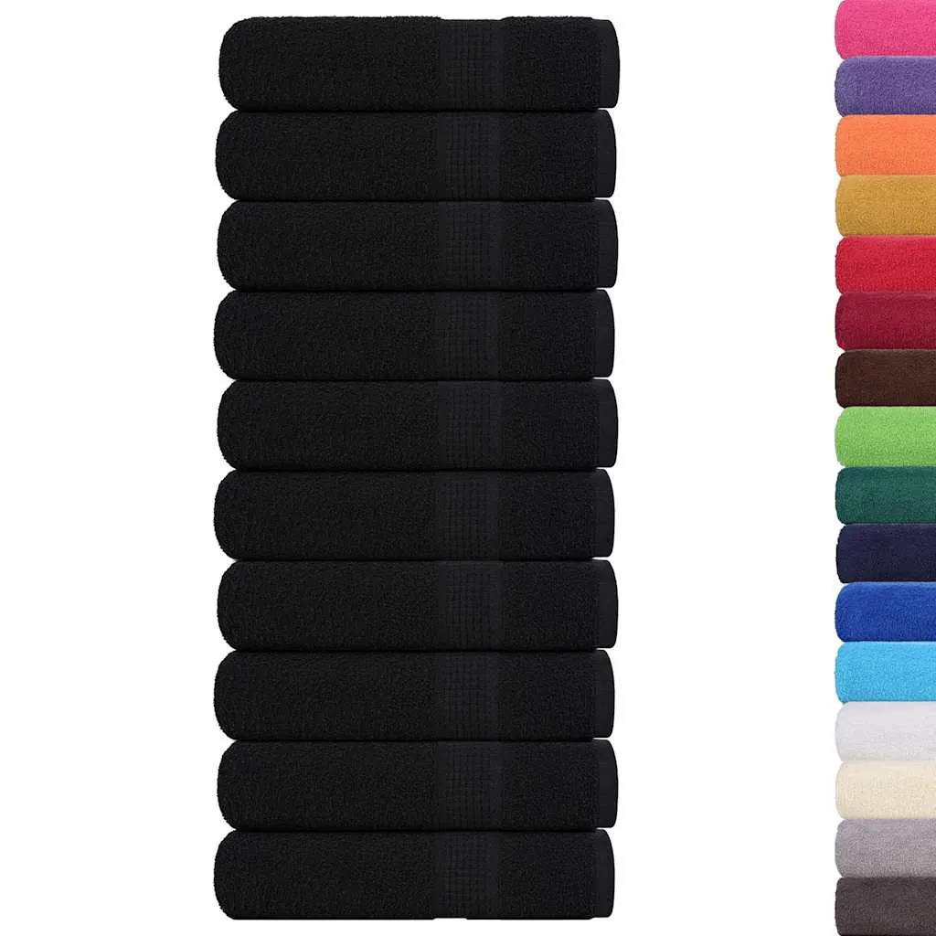 Bath Towels 10 pcs Black 100x150 cm 360 gsm 100% Cotton