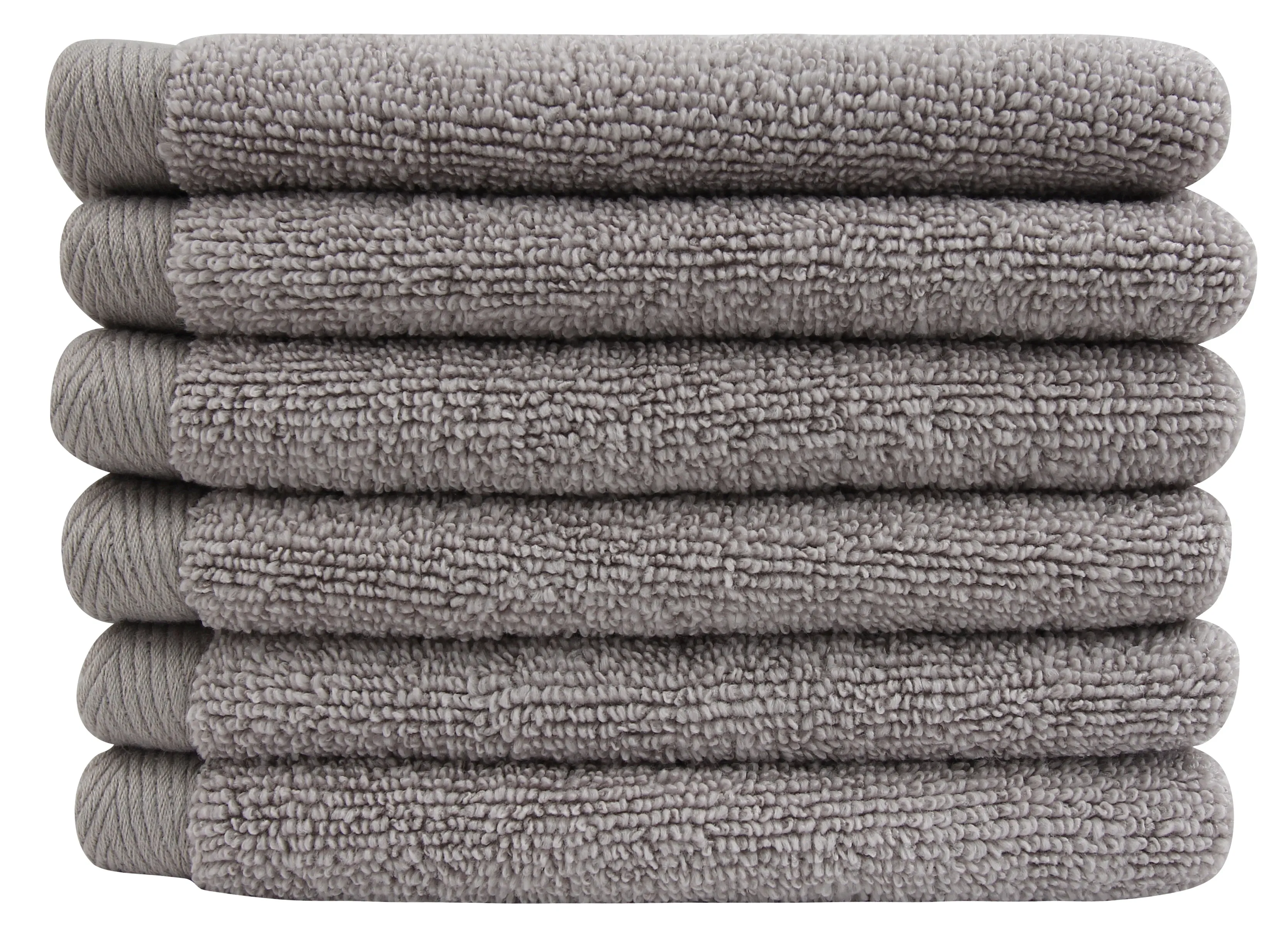 Flat Loop Washcloths - 6 Pack, Ash (Light Grey)