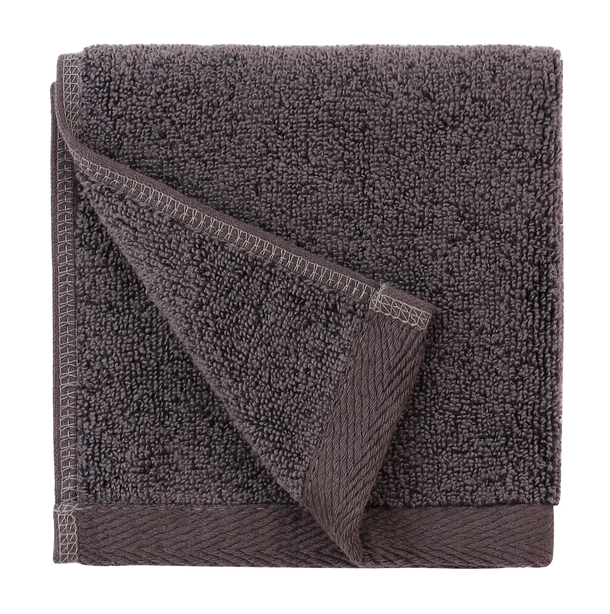 Flat Loop Washcloths - 6 Pack, Charcoal (Dark Grey)