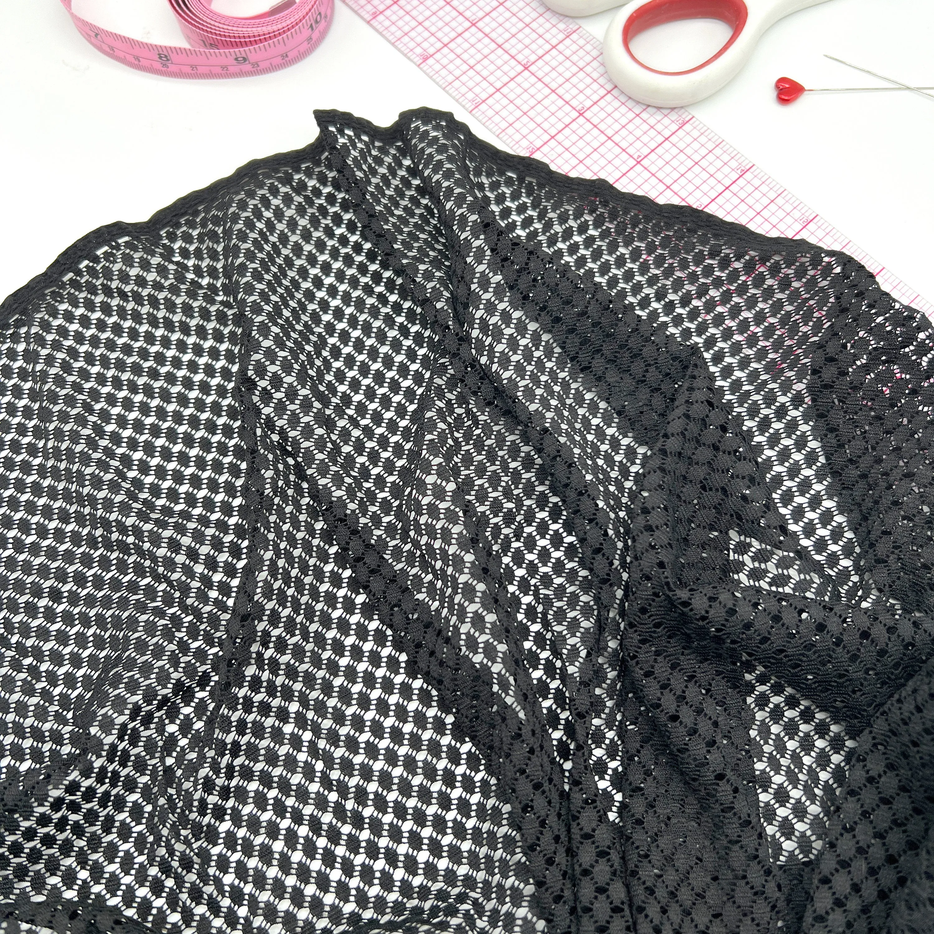 Geometric Stretch Mesh Fabric, by the 1/2 Yard, Lightweight Power Mesh, High Quality