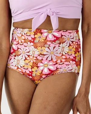 Groovy Blooms/Sherbet Stripe Reversible Ultra High-Waist Bottom