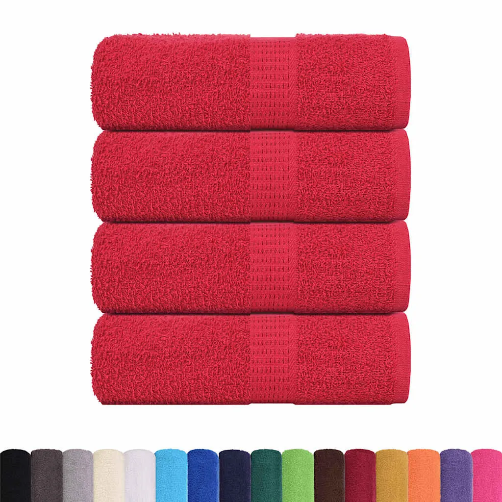 Guest Towels 4 pcs Red 30x50 cm 360 gsm 100% Cotton