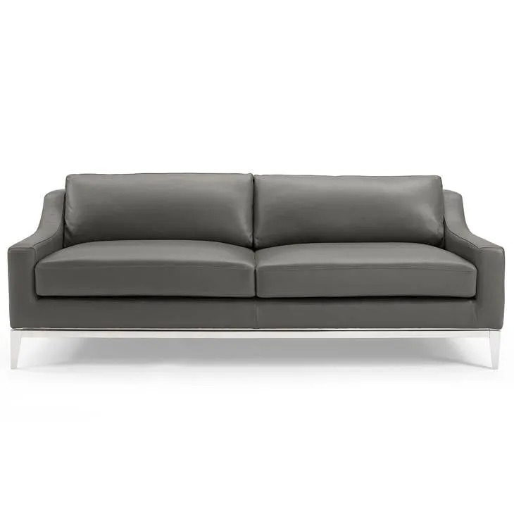 Harness 83.5" Stainless Steel Base Leather Sofa