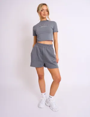 Kaiia Logo Sweat Shorts in Charcoal Grey