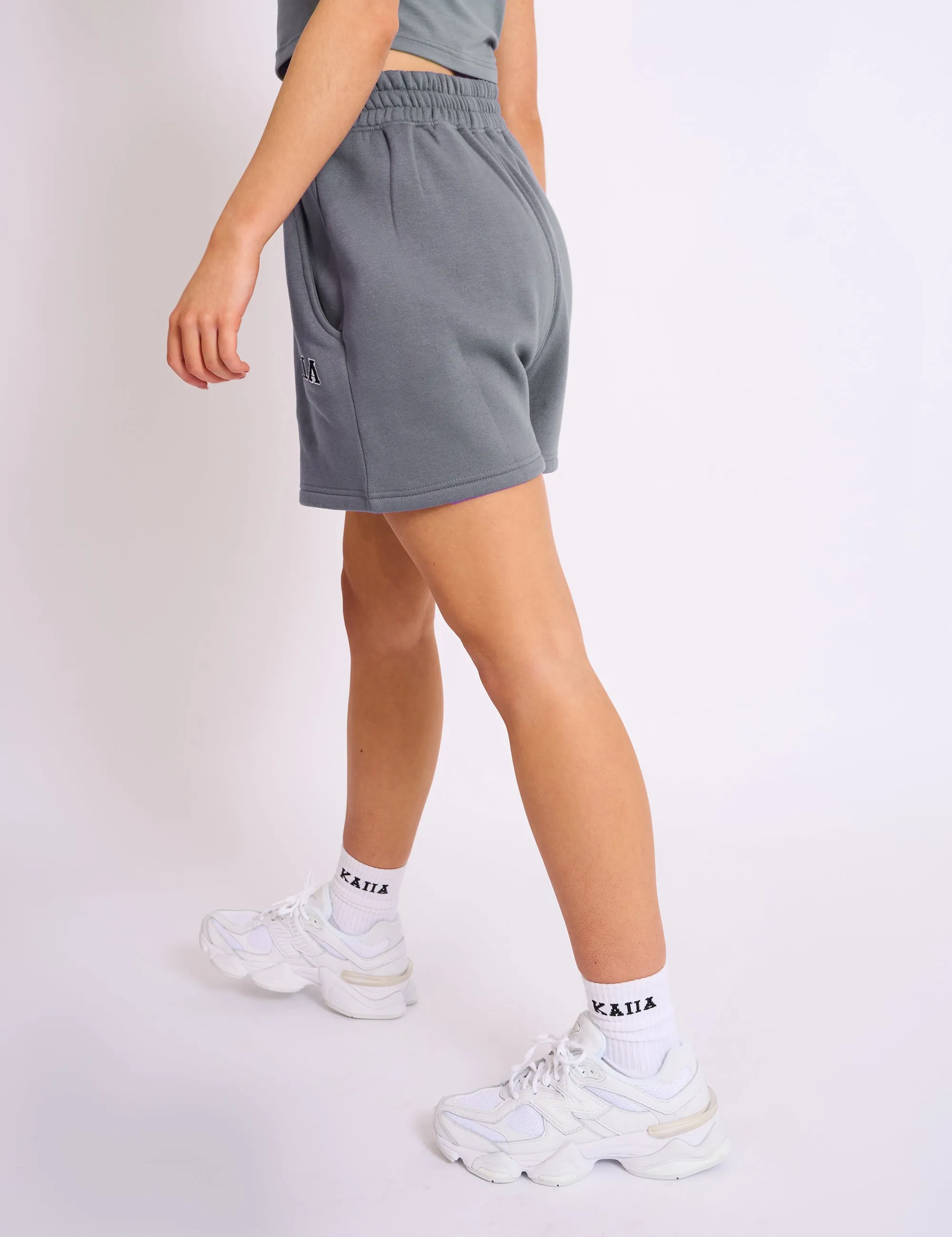 Kaiia Logo Sweat Shorts in Charcoal Grey