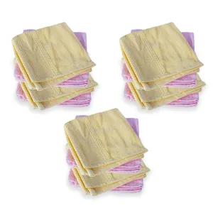 Kuber Industries Bamboo Face Towels |Super Soft, Quick Absorbent & Anti-Bacterial|Gym & Workout Towels|Pack of 12 (Yellow & Pink)