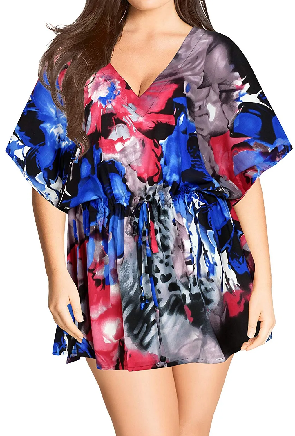 LA LEELA Bikini Swim Beach wear Swimsuit Cover ups Women Kimono Dress Printed