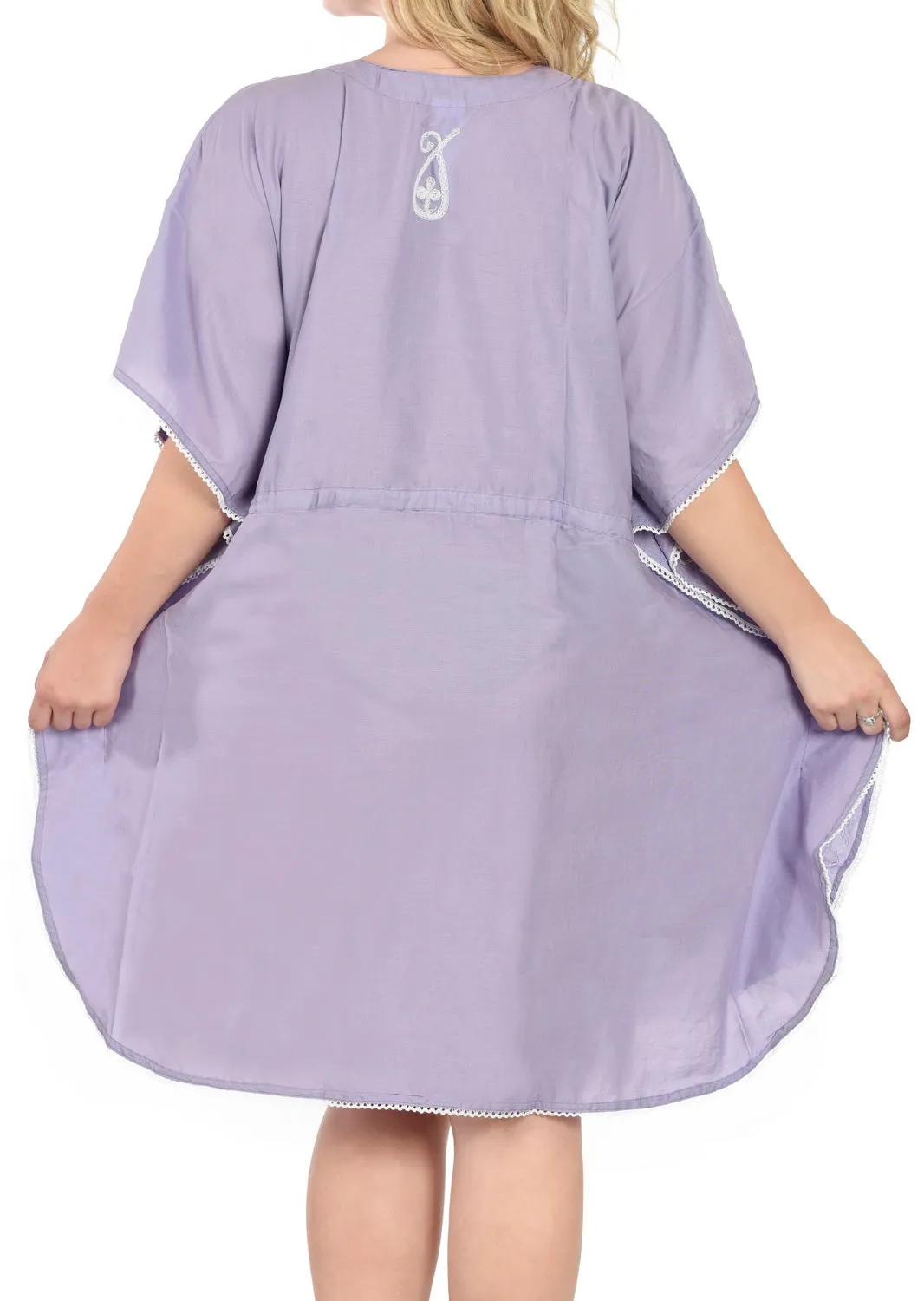 LA LEELA Bikni Swimwear Cover ups Rayon Solid Loose Gown Women OSFM 14-28 [L-4X] Light Violet_2534