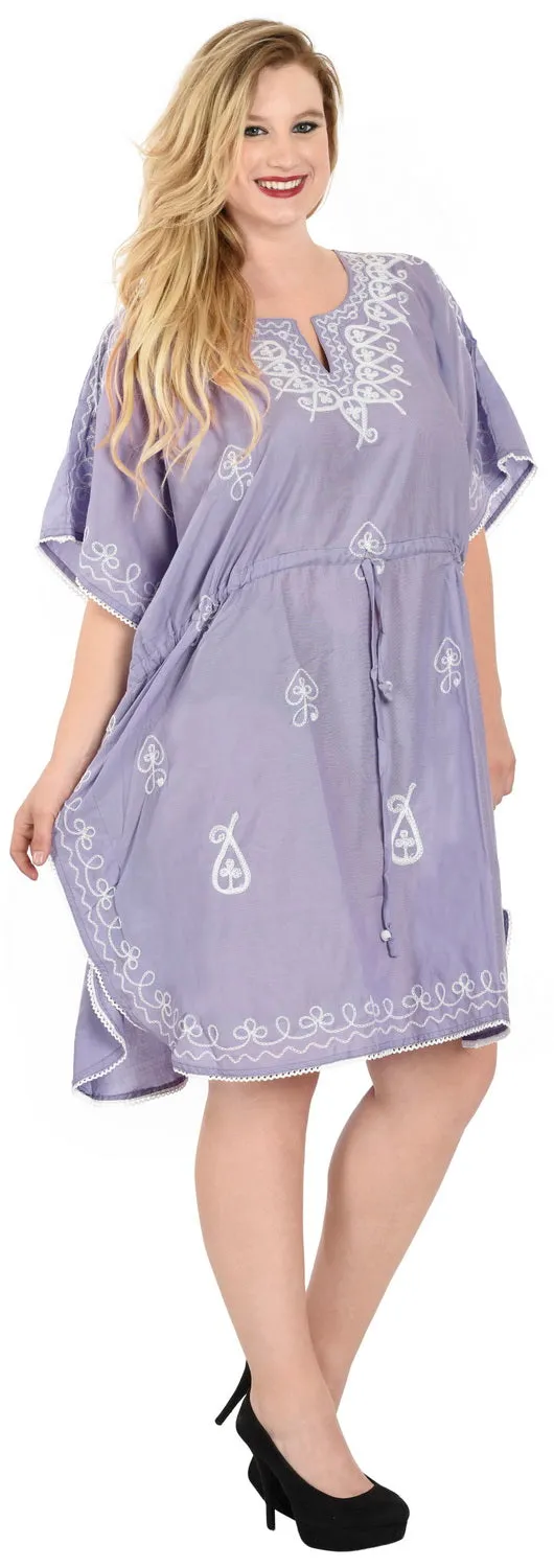 LA LEELA Bikni Swimwear Cover ups Rayon Solid Loose Gown Women OSFM 14-28 [L-4X] Light Violet_2534