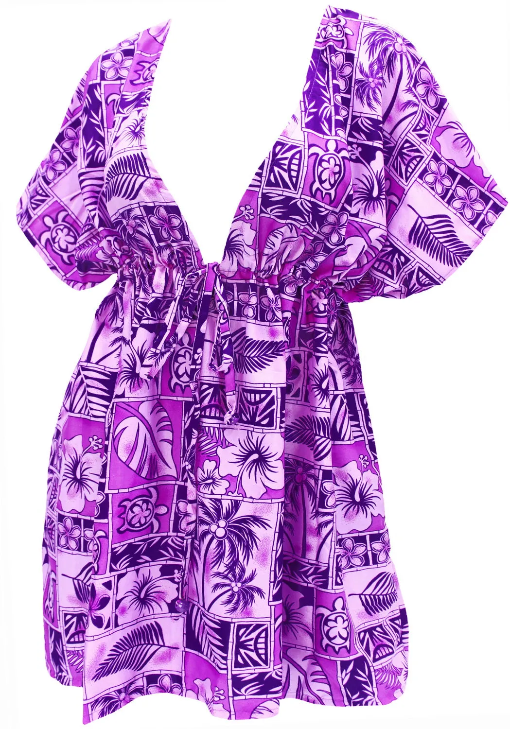 LA LEELA Bikni Swimwear Soft fabric Printed Beachwear Loose Cover Up OSFM 14-24W [L- 3X] Violet_O231