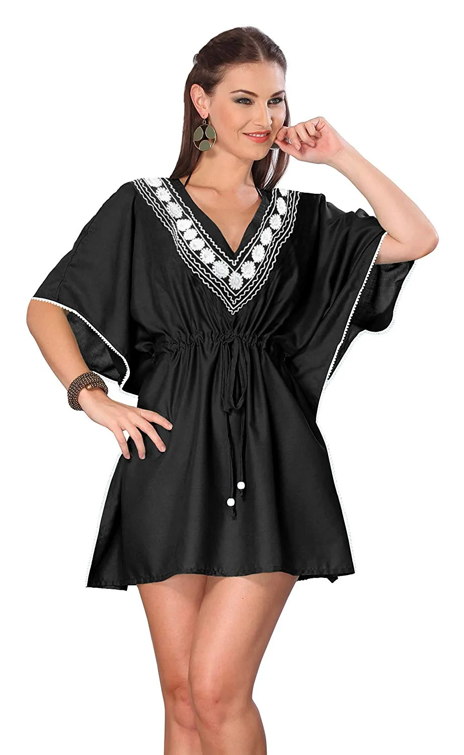 LA LEELA Swimwear Beach Bikini Cover up Women Swimsuit Summer Dresses Embroidery