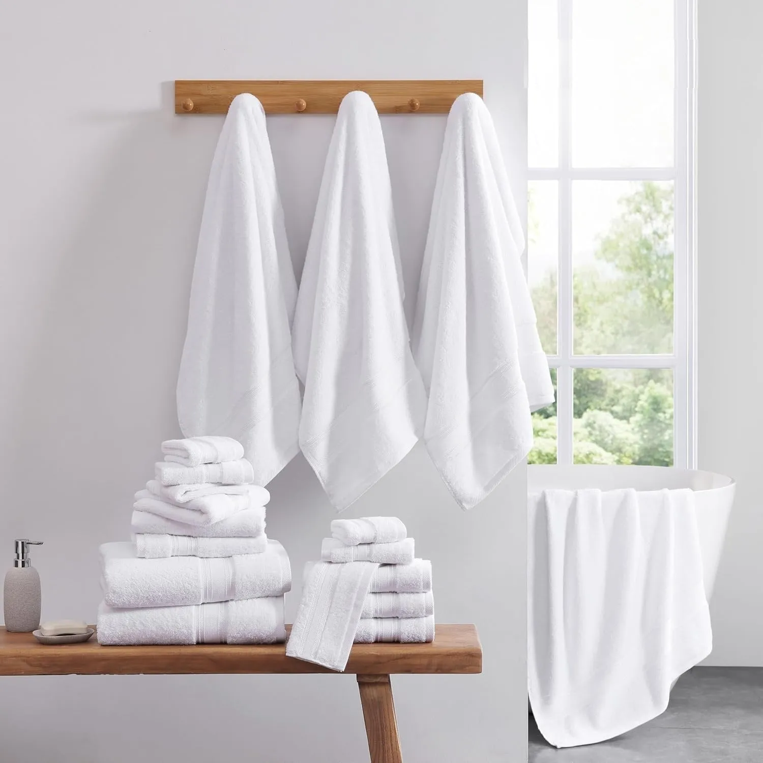 Luxury White 100% Egyptian Cotton Towels Super Soft Face Cloth - Hand Towels - Bath Sheet 500-GSM