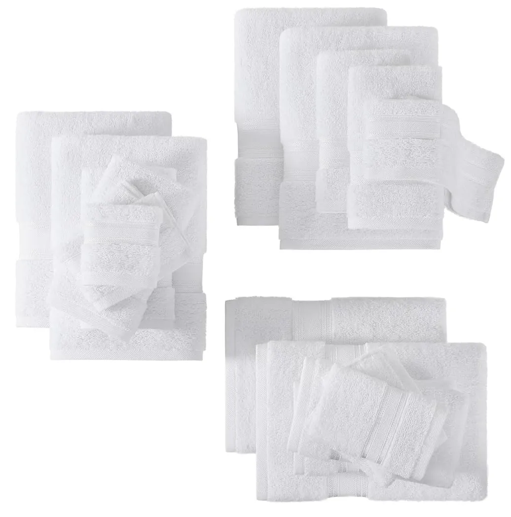 Luxury White 100% Egyptian Cotton Towels Super Soft Face Cloth - Hand Towels - Bath Sheet 500-GSM