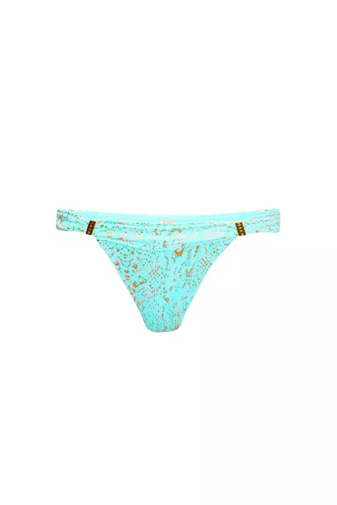 Maia Snake Bikini Brief Turquoise, Gold Foil