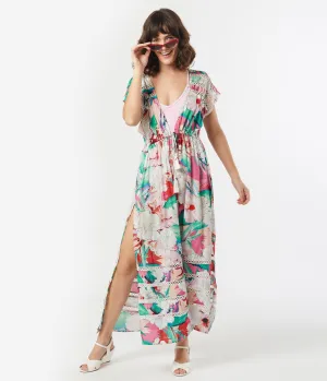 Multicolor Floral Bloom Kimono Coverup