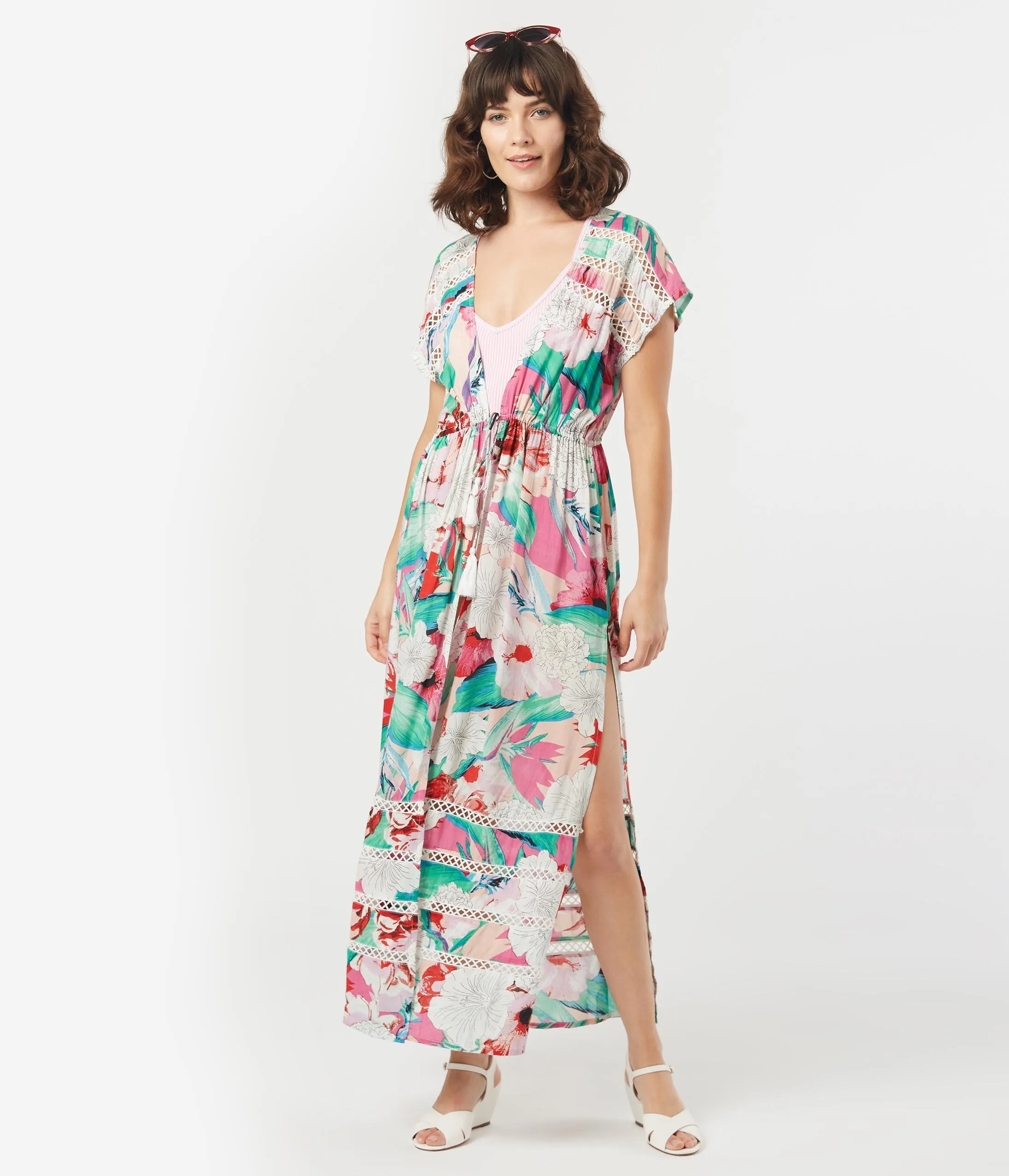 Multicolor Floral Bloom Kimono Coverup