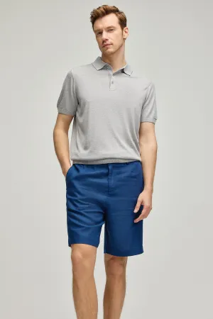 Navy Blue Leon Linen Comfortable Cut Men's Shorts