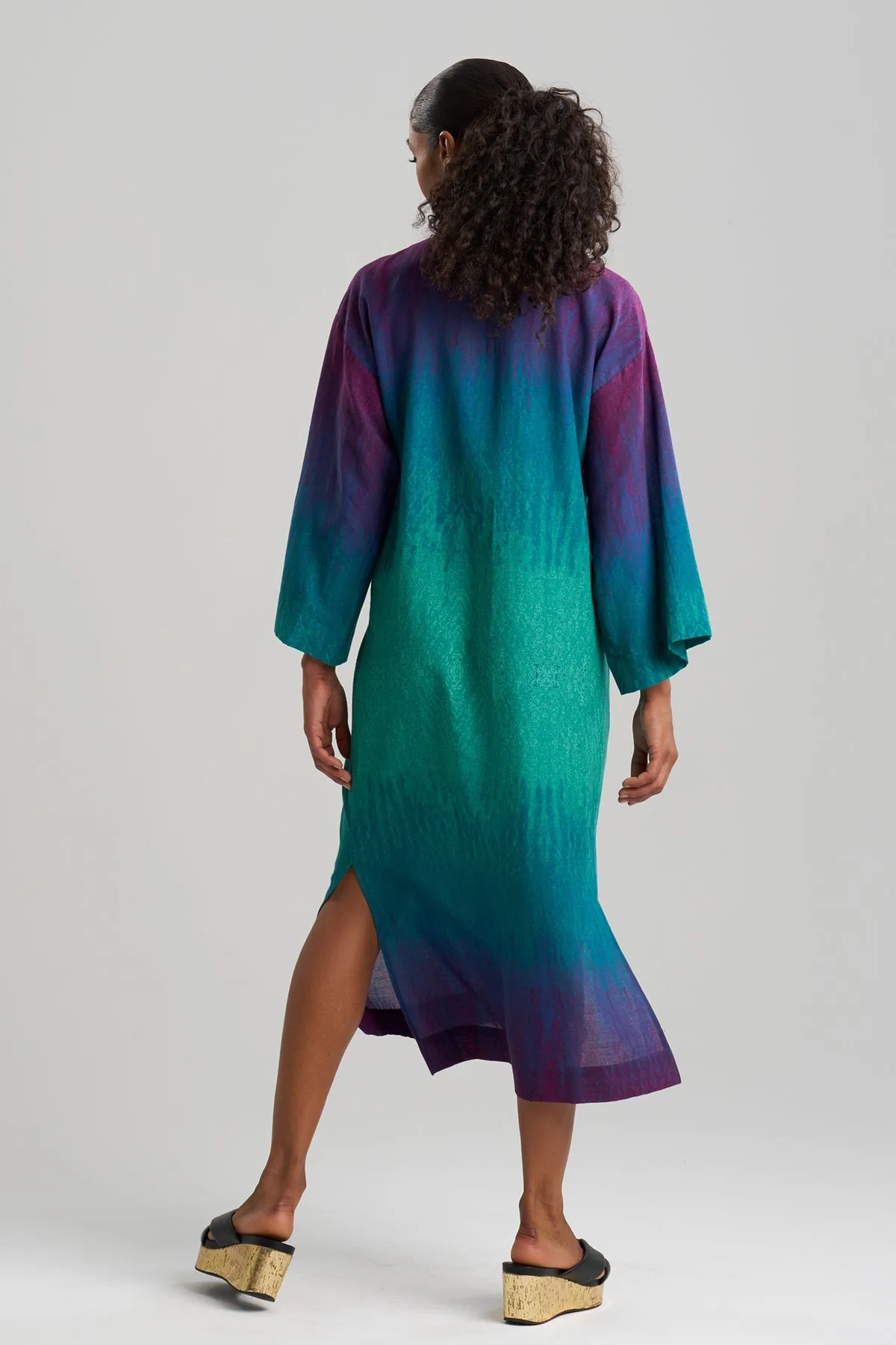 Ombre Printed Gauze Beaded Caftan