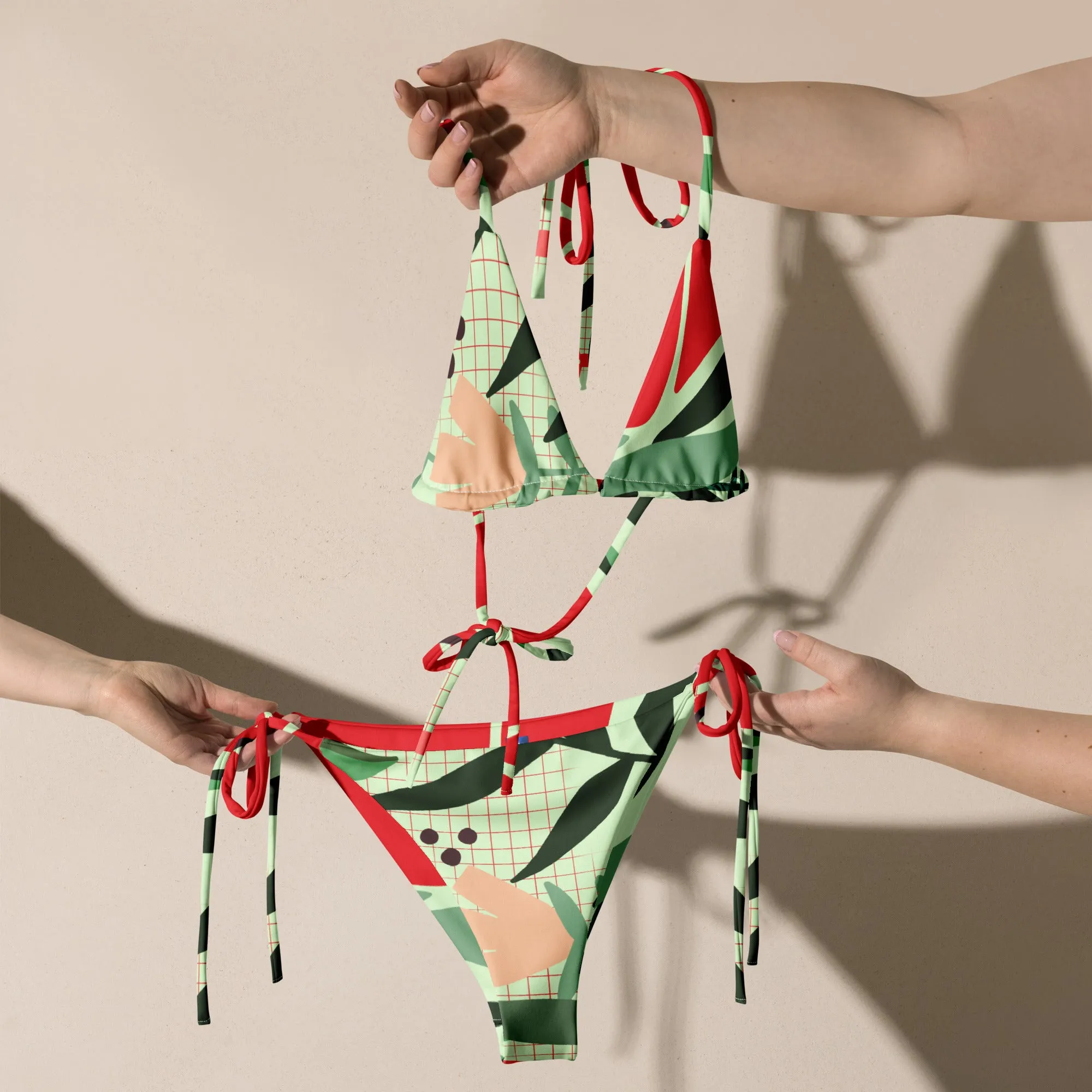 Plant Pattern String Bikini by Dumbbells and Hotels