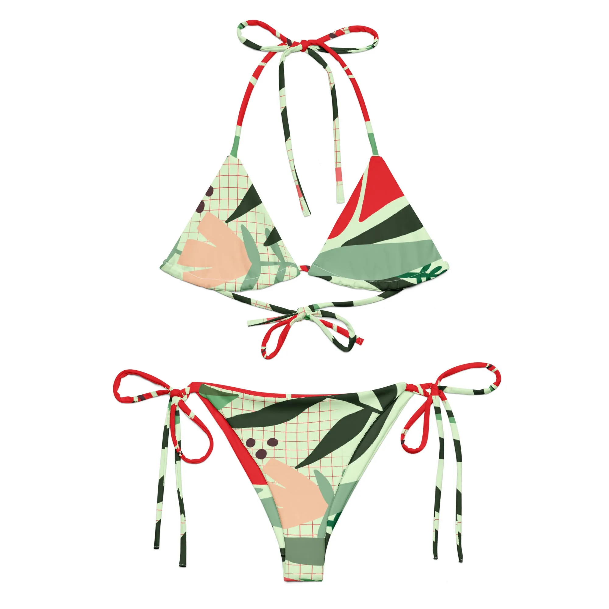 Plant Pattern String Bikini by Dumbbells and Hotels