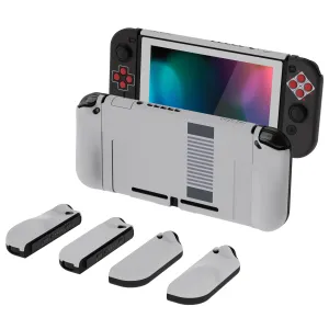 PlayVital AlterGrips Dockable Protective Case Ergonomic Grip Cover for Nintendo Switch, Interchangeable Joycon Cover w/Screen Protector & Thumb Grip Caps & Button Caps - Classics NES Style - TNSYY7002