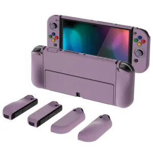 PlayVital AlterGrips Protective Slim Case for Nintendo Switch OLED, Ergonomic Grip Cover for Joycon, Dockable Hard Shell for Switch OLED w/Thumb Grip Caps & Button Caps - Dark Grayish Violet - JSOYP3006