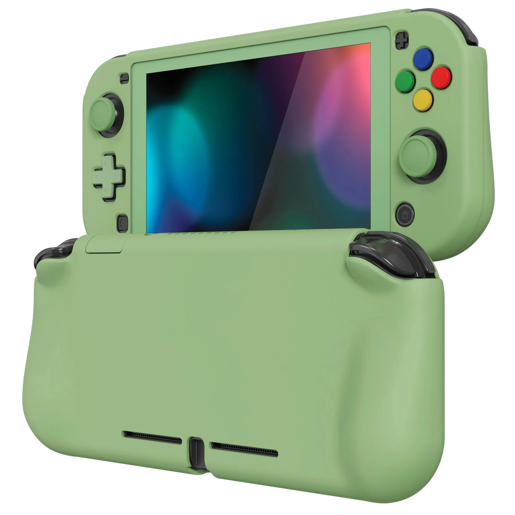 PlayVital ZealProtect Protective Case for Nintendo Switch Lite, Hard Shell Ergonomic Grip Cover for Nintendo Switch Lite with Screen Protector & Thumb Grip Caps & Button Caps - Matcha Green - PSLYP3003