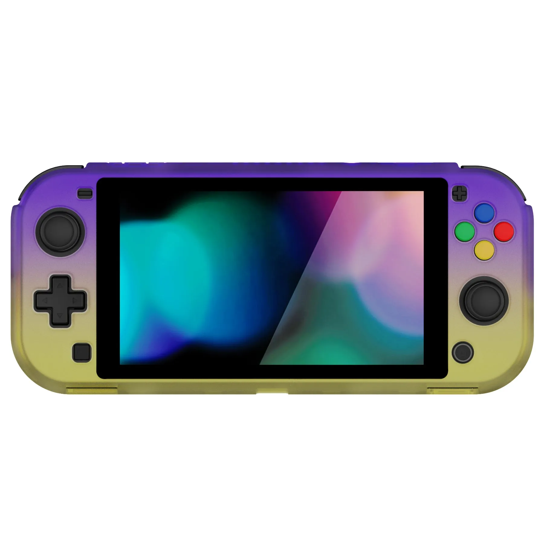 PlayVital ZealProtect Protective Case for Nintendo Switch Lite, Hard Shell Ergonomic Grip Cover for Switch Lite with Screen Protector & Thumb Grip Caps & Button Caps - Gradient Purple Yellow - PSLYP3015