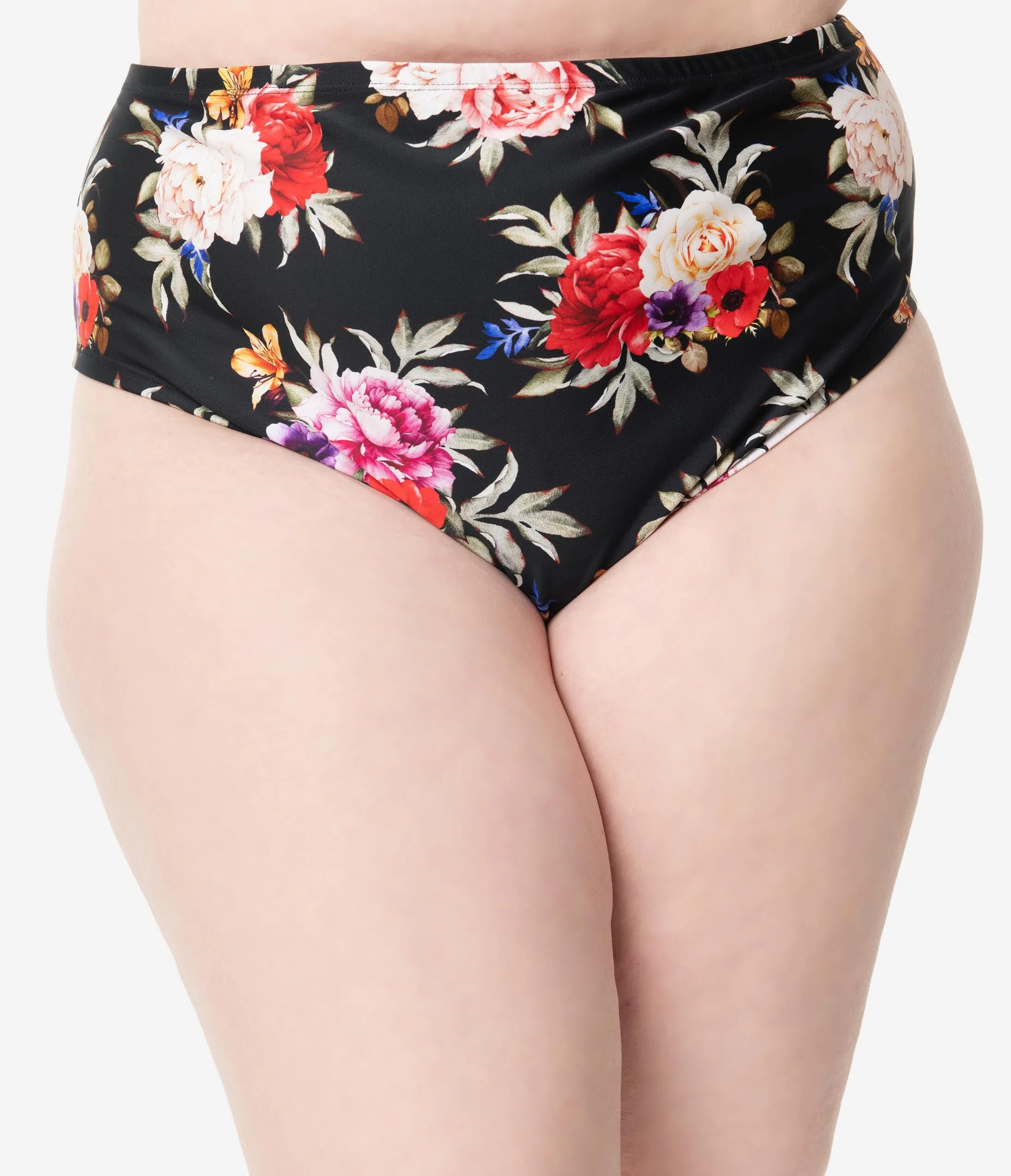 Plus Size Black & Multi Floral Charlotte Swim Bottom