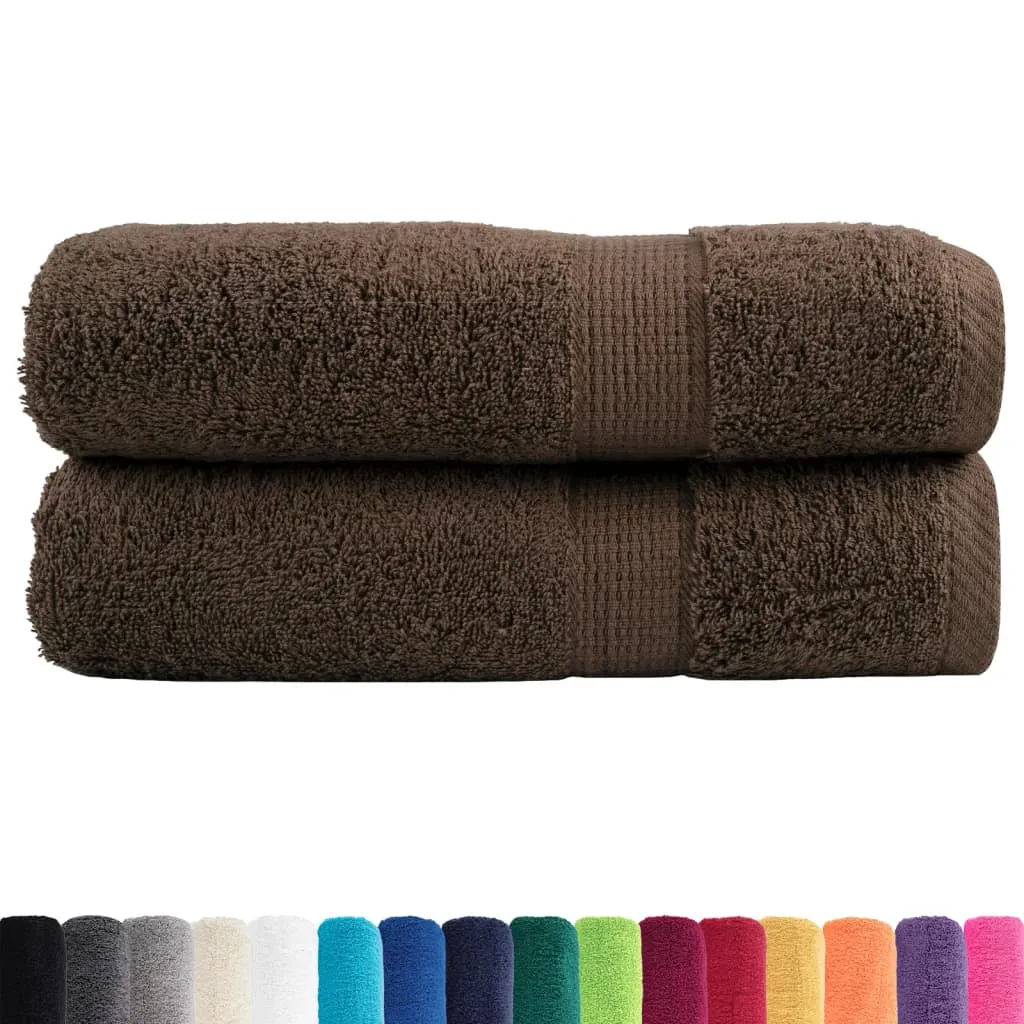 Premium Bath Towels 2pcs Brown 100x150cm 600gsm 100% Cotton