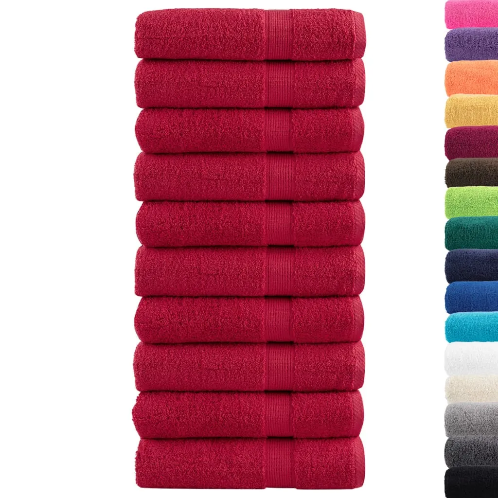 Premium Hand Towels 10 pcs Red 50x100 cm 600 gsm 100% Cotton