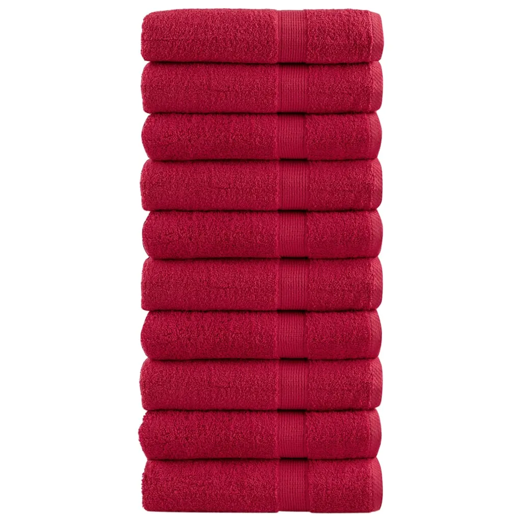 Premium Hand Towels 10 pcs Red 50x100 cm 600 gsm 100% Cotton