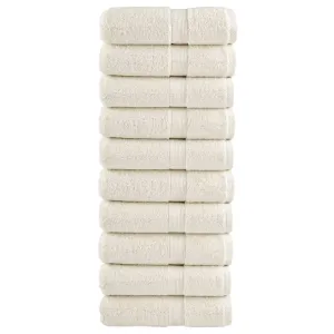 Premium Washcloths 10 pcs Cream 30x30 cm 600 gsm 100% Cotton