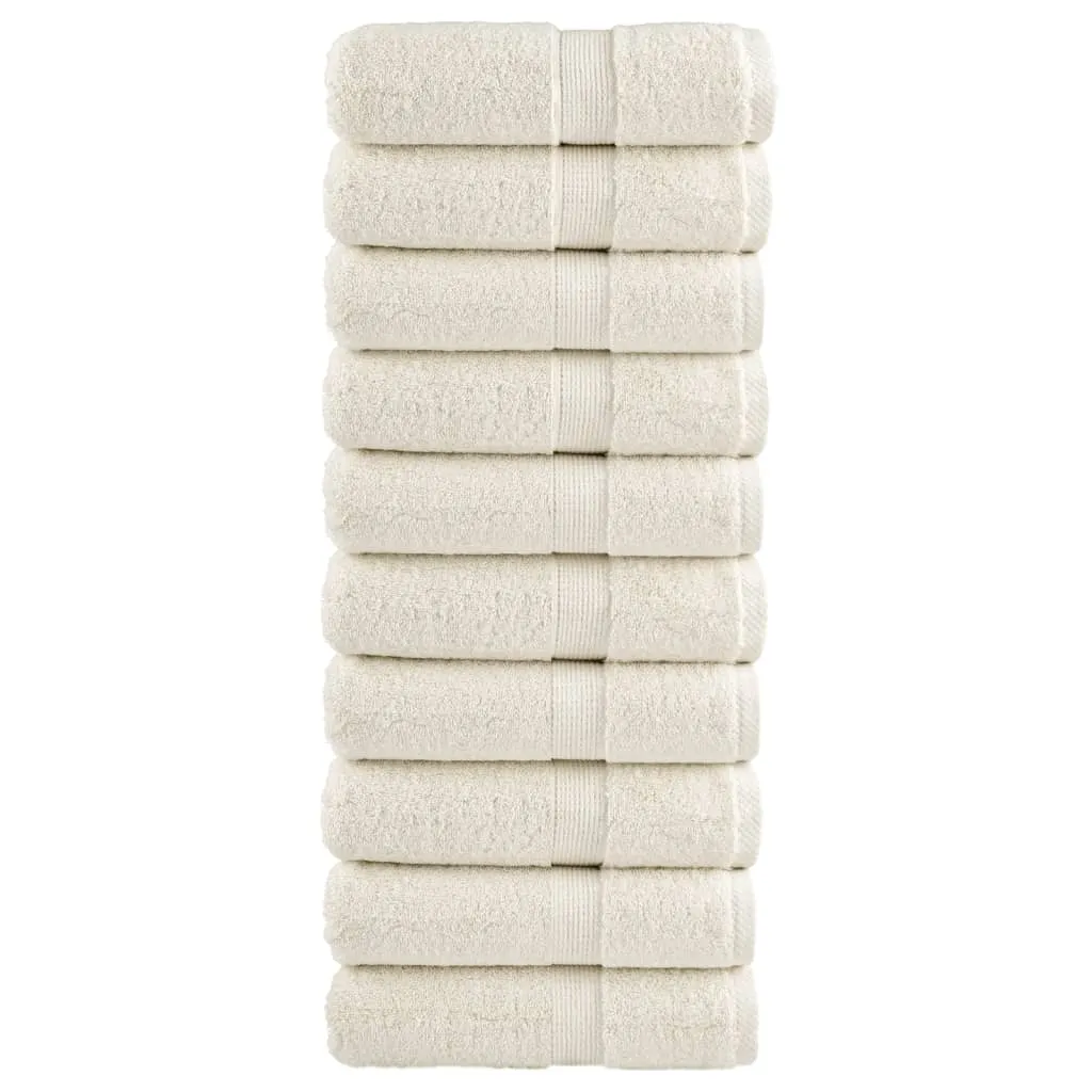 Premium Washcloths 10 pcs Cream 30x30 cm 600 gsm 100% Cotton