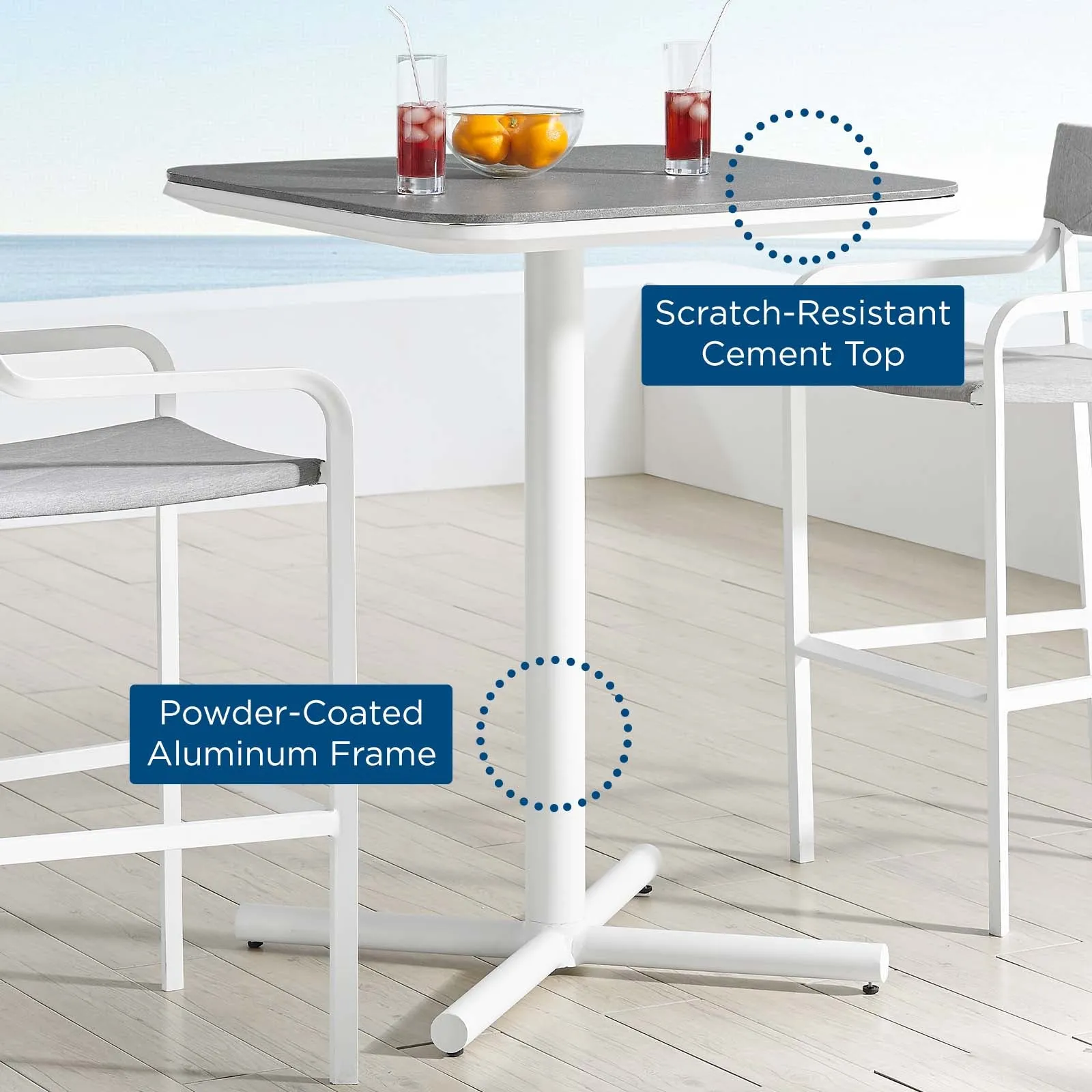 Raleigh Outdoor Patio Aluminum Bar Table