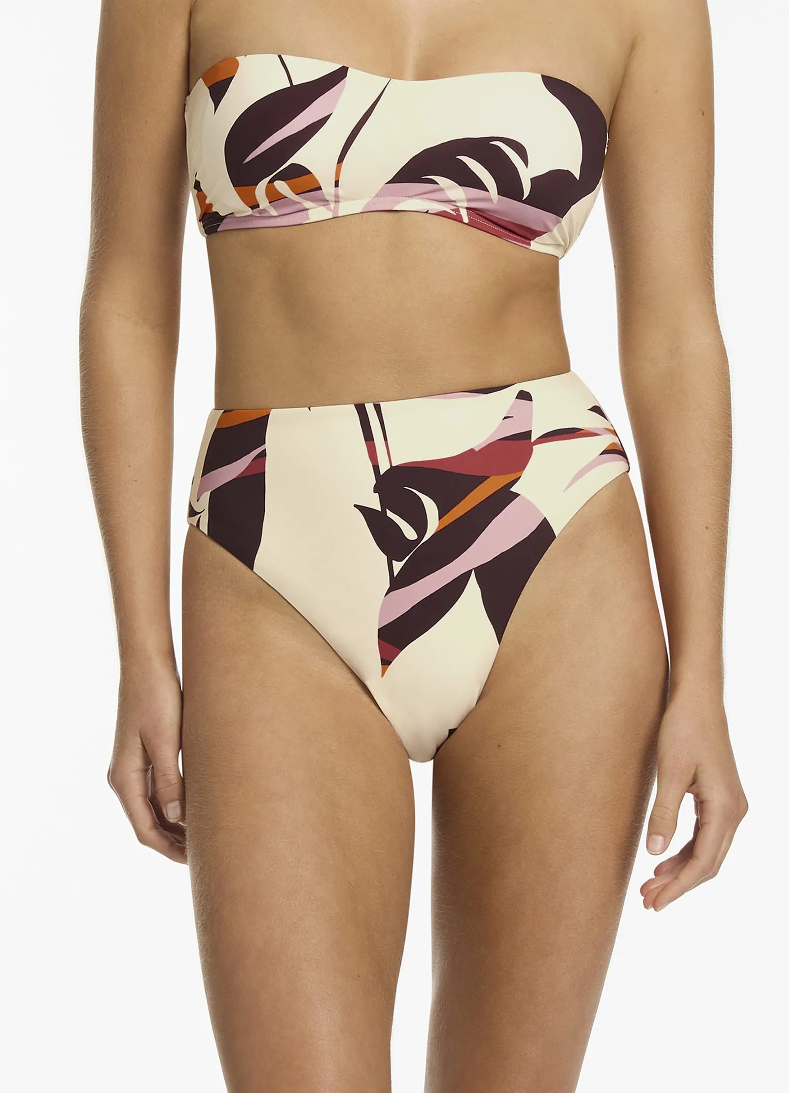 Shadow Palm High Leg Bikini Bottom - Port