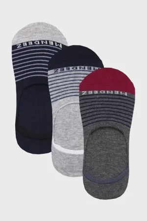 Sleek Stripe No Show Socks - 3 Pack