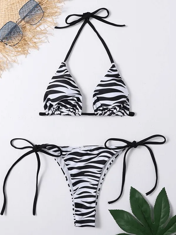 Stylish Striped Women's Bikini Swimwear with Ties with Pushup Effect - SF1052