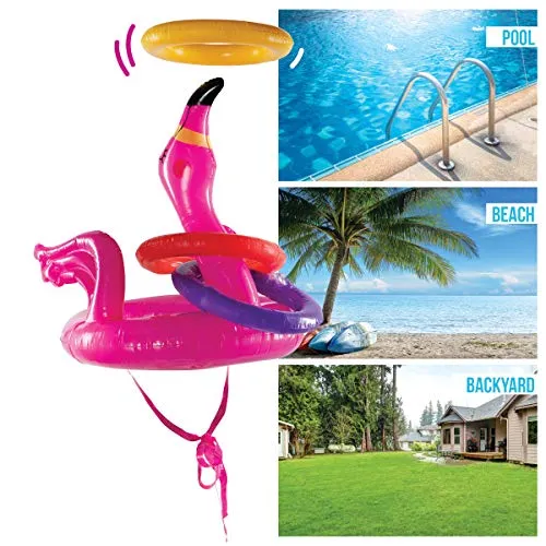 Top Race Flamingo Ring Toss Games for Kids Pool Toys Hawaiian Party Decorations