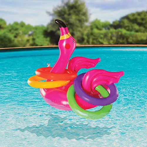 Top Race Flamingo Ring Toss Games for Kids Pool Toys Hawaiian Party Decorations