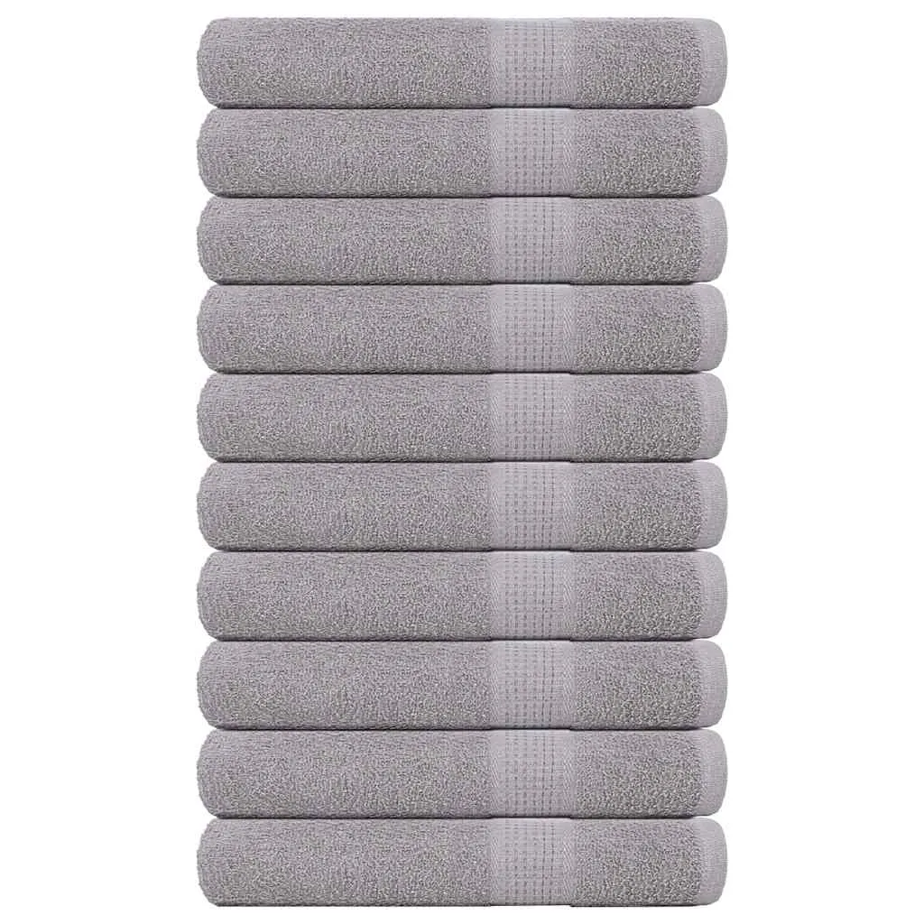 Towels 10 pcs Grey 100x200 cm 360 gsm 100% Cotton