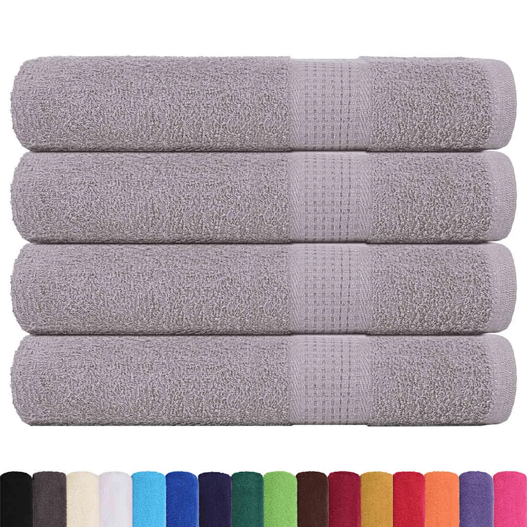 Towels 4 pcs Grey 100x200 cm 360 gsm 100% Cotton