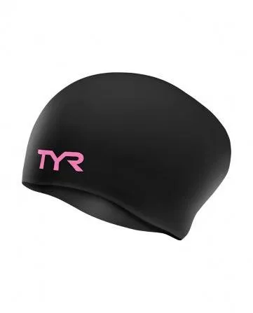 TYR Long Hair Silicone Wrinkle-Free Swim Cap