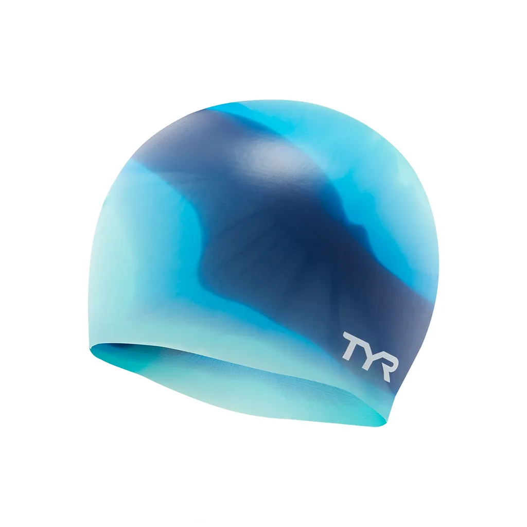 TYR Youth Tie Dye Blue/Teal Silicone Swim Cap