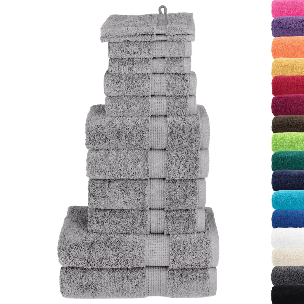 vidaXL 12 Piece Premium Towel Set SOLUND Grey 600 gsm - Ultra Soft & Absorbent Cotton Towels